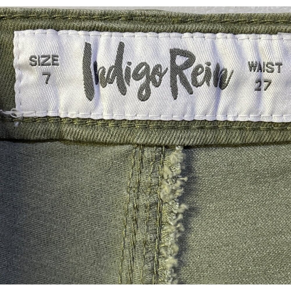 Indigo Rein Womens Size 7 High-Waist Denim Shorts Cedar Green - Picture 11 of 12